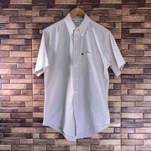 Brooks Brothers 346 Shirt Men's M Button Down Green PeachWhite Check Slim Fit